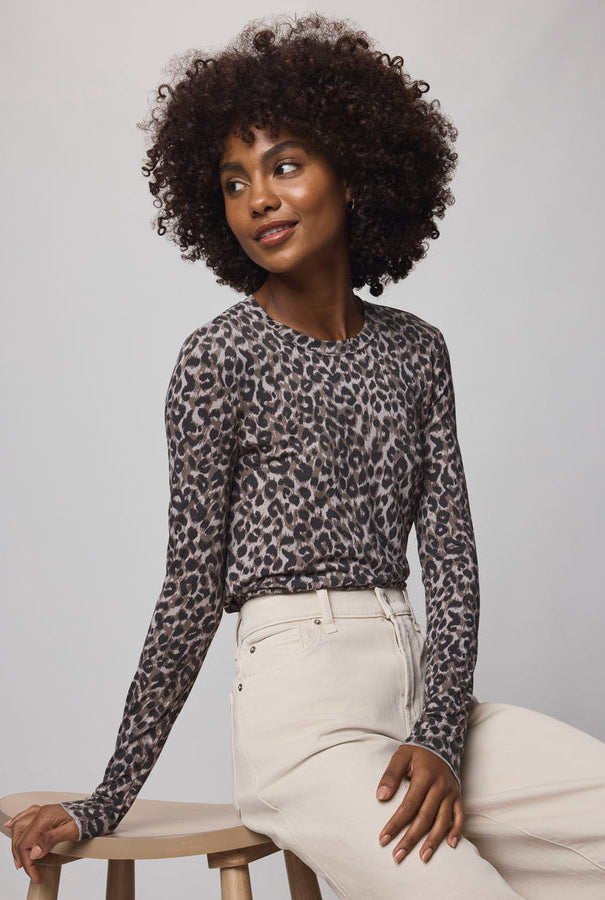 Leopard Bamboo Long Sleeve Tee in Leopard Print