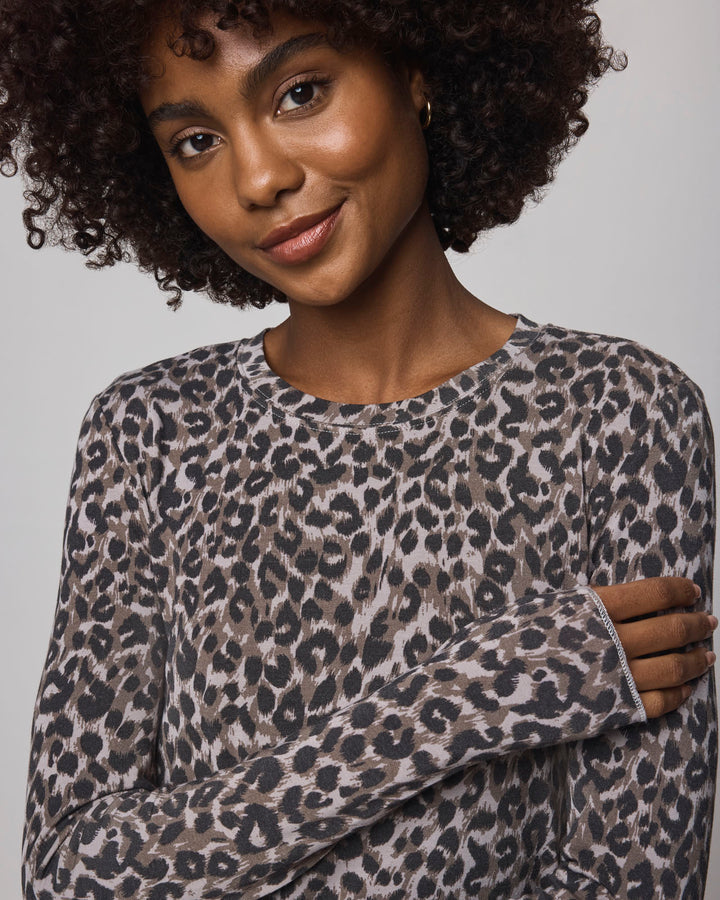 Leopard Bamboo Long Sleeve Tee in Leopard Print