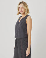 Load image into Gallery viewer, Kenzie Geo Eyelet Tank in Lead
