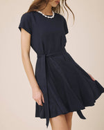 Load image into Gallery viewer, Lydia Linen Mini Dress in Navy
