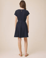 Load image into Gallery viewer, Lydia Linen Mini Dress in Navy
