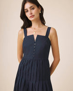 Load image into Gallery viewer, Maggie Poplin Midi Dress in Navy
