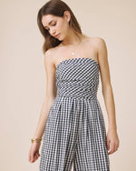 Load image into Gallery viewer, Gigi Gingham Jumpsuit in Navy/White

