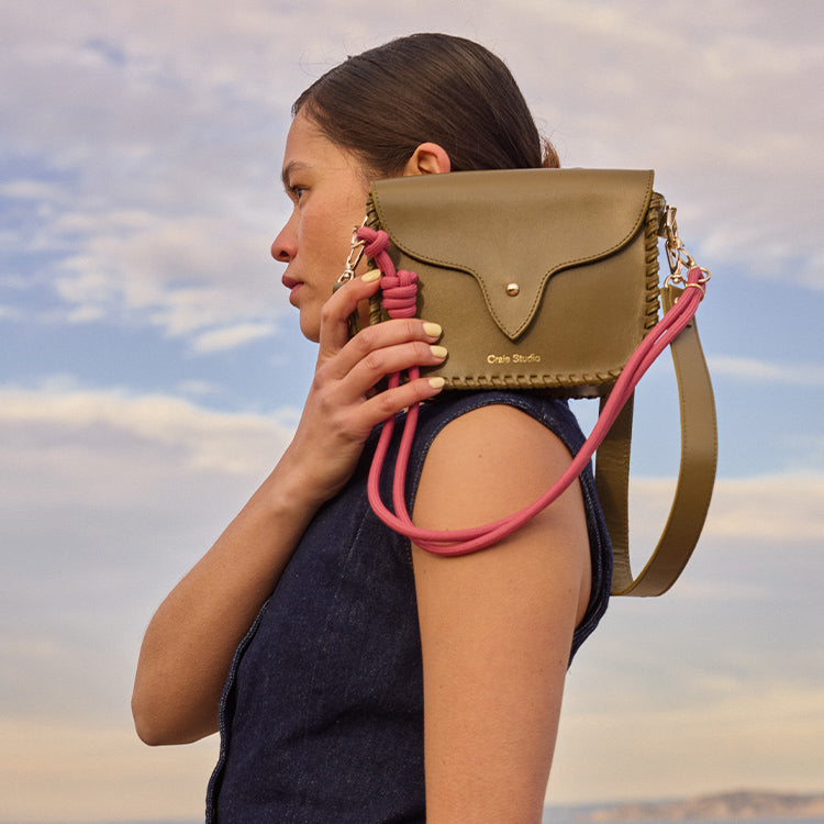West Calf Leather Bag in Khaki