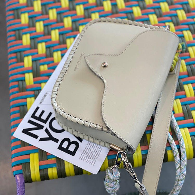 West Calf Leather Bag in Cream