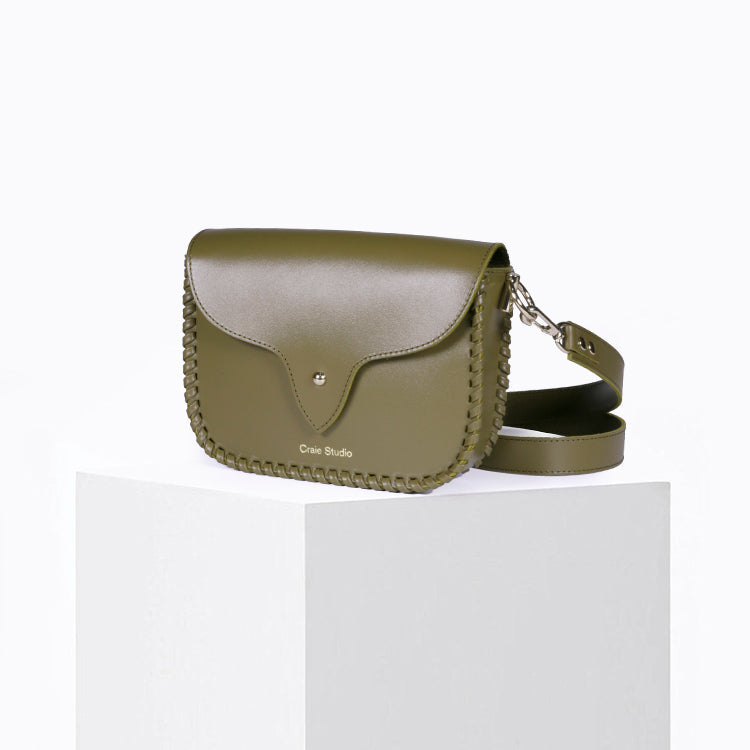 West Calf Leather Bag in Khaki