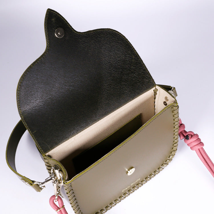 West Calf Leather Bag in Khaki