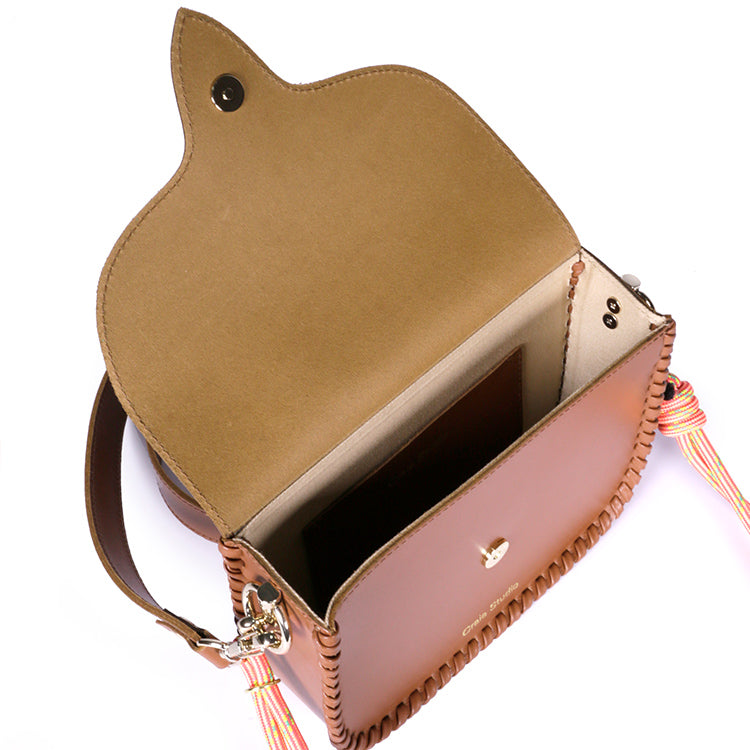 West Calf Leather Bag in Tan