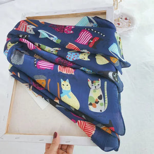 Curious Cat Scarf in Navy