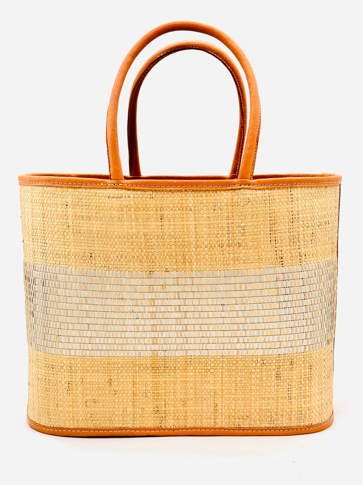 Wynwood Straw Basket Bag Handbag with Metallic Detailing in Natural