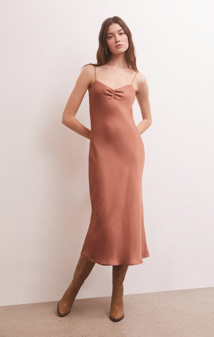 Lark Lux Sheen Slip Dress in Penny