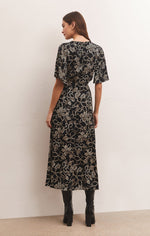 Load image into Gallery viewer, Iris Batik Midi Dress in Black
