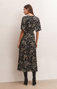 Iris Batik Midi Dress in Black