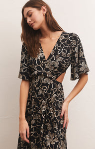 Iris Batik Midi Dress in Black