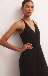 Ronda Twist Midi Dress in Black