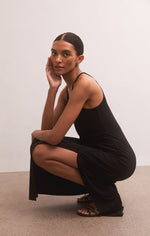 Load image into Gallery viewer, Ronda Twist Midi Dress in Black
