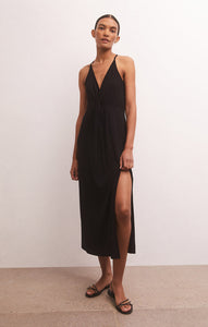 Ronda Twist Midi Dress in Black