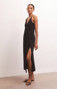 Ronda Twist Midi Dress in Black