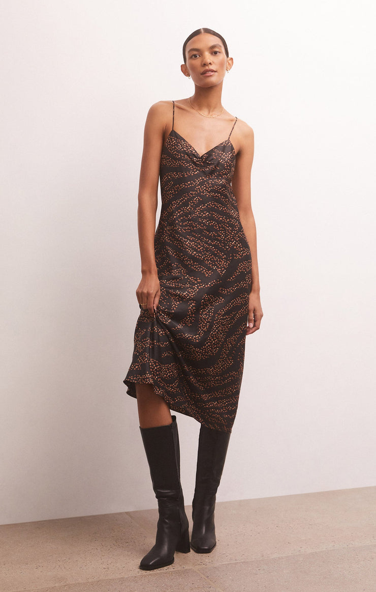 Lark Wild Dot Slip Dress in Black