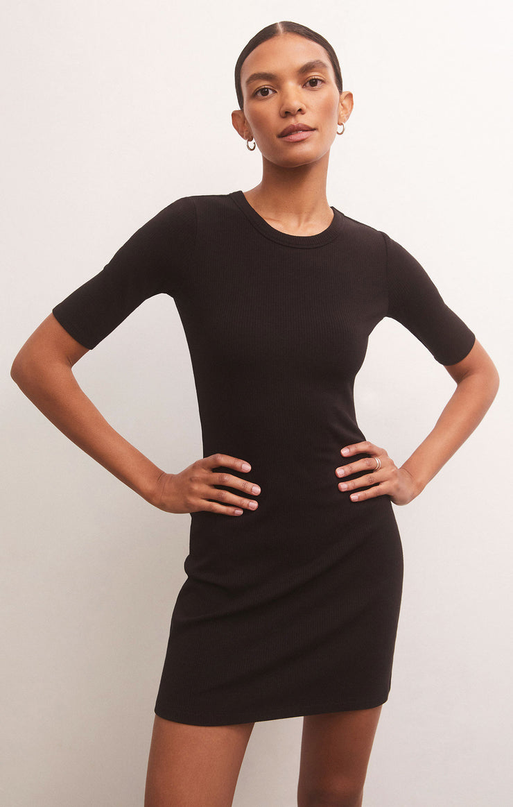 Carolina Half Sleeve Mini Dress in Black