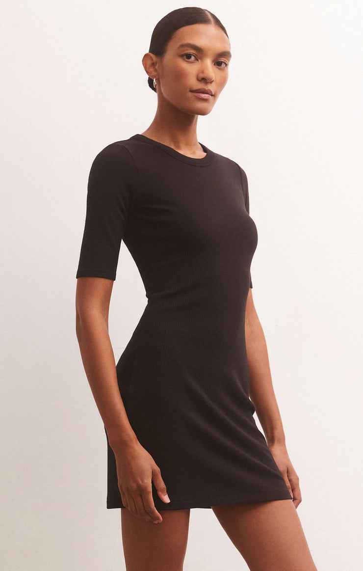 Carolina Half Sleeve Mini Dress in Black