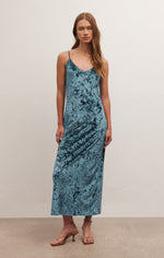 Load image into Gallery viewer, Selina Crushed Velvet Dress in Abyss
