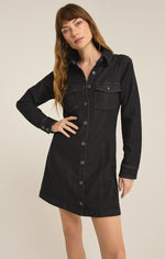 Load image into Gallery viewer, Candice Knit Denim Dress in Black
