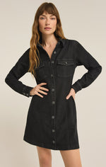 Load image into Gallery viewer, Candice Knit Denim Dress in Black
