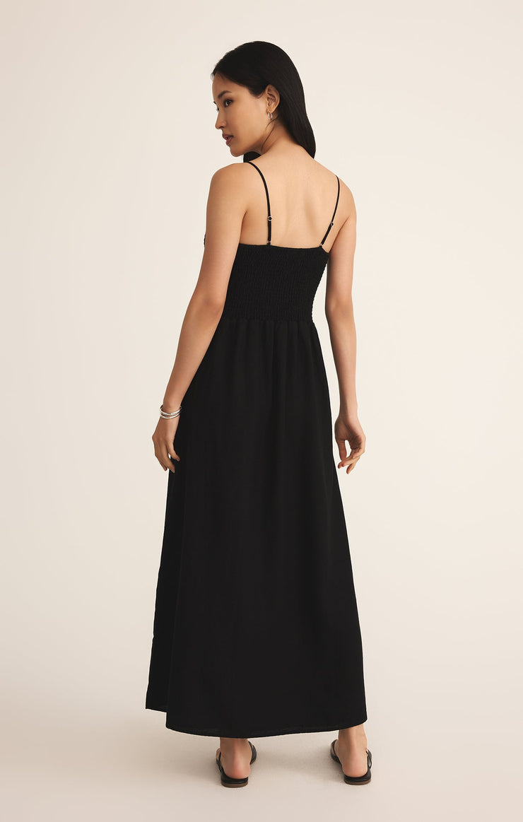 Bayside Linen Maxi Dress in Black