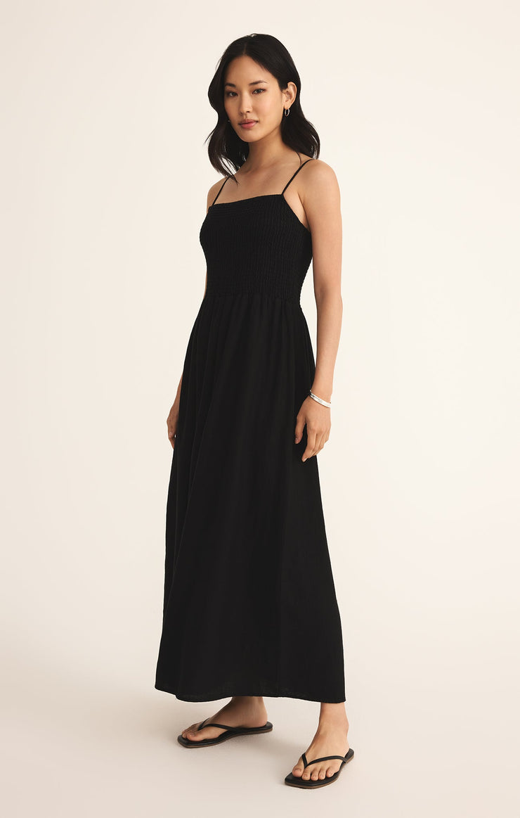 Bayside Linen Maxi Dress in Black