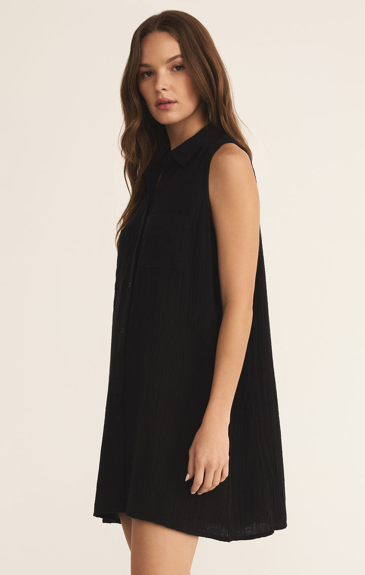 New Light Gauze Mini Dress in Black