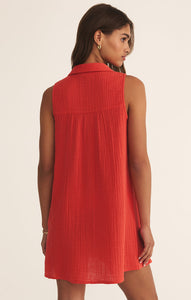 New Light Gauze Mini Dress in Cabana Red