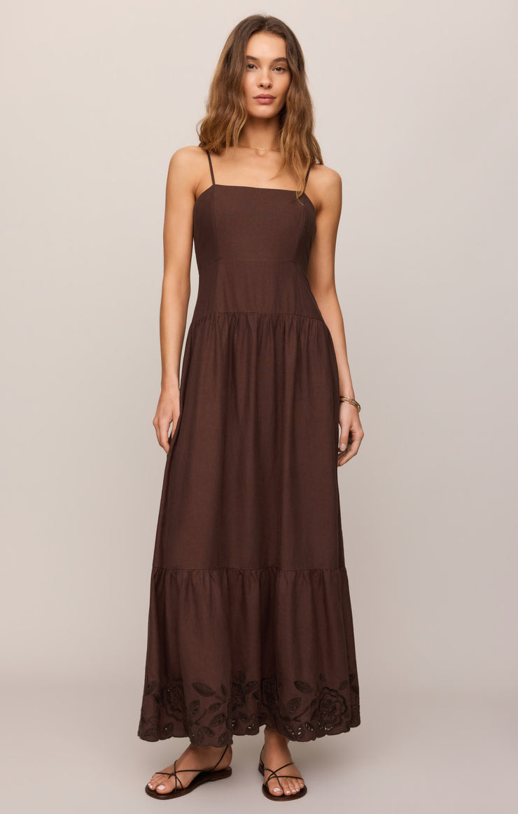 Esti Embroidered Maxi Dress in Chocolate Cherry – Mint Julep
