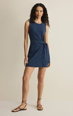 Load image into Gallery viewer, Mattie Jersey Denim Mini Dress in Indigo
