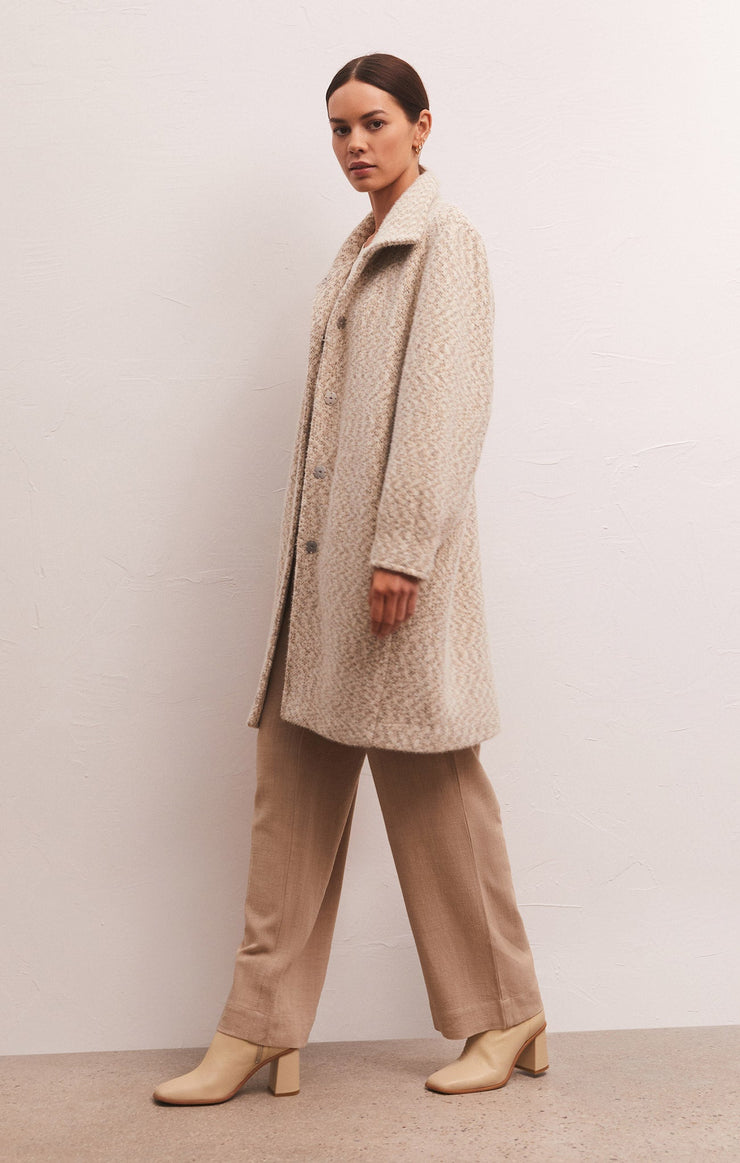 Connor Mohair Knit Coat in Whisper White