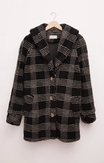Load image into Gallery viewer, Hastings Sherpa Plaid Coat in Black
