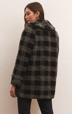 Load image into Gallery viewer, Hastings Sherpa Plaid Coat in Black
