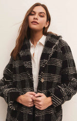 Load image into Gallery viewer, Hastings Sherpa Plaid Coat in Black
