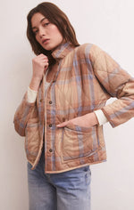 Load image into Gallery viewer, Maya Plaid Quilted Jacket in Birch
