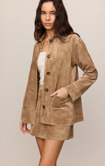 Load image into Gallery viewer, Decker Suede Chore Coat in Light Sand
