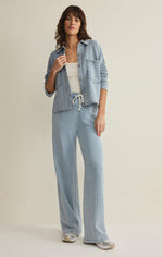 Load image into Gallery viewer, Cropped Reese Denim Button Up in Santorini Indigo
