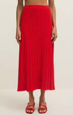 Load image into Gallery viewer, Lexa Crochet Sweater Skirt in Kiss Me Red
