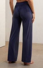 Load image into Gallery viewer, Flare Up Velour Pant in Deep Blue
