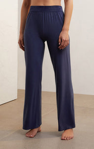 Flare Up Velour Pant in Deep Blue