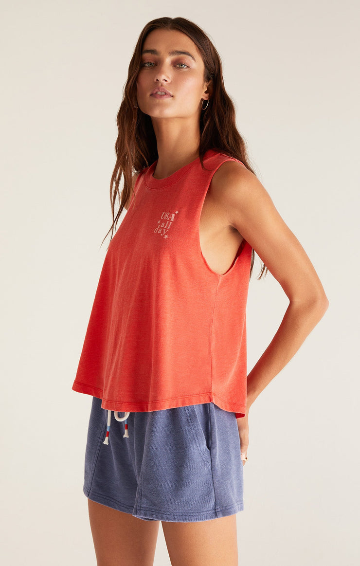 Kayla USA Tank in Poppy