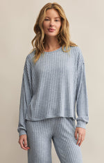 Load image into Gallery viewer, Daydream Rib Long Sleeve Top in Light Denim
