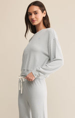 Load image into Gallery viewer, Bisou Stripe Long Sleeve Shirt in Light Denim
