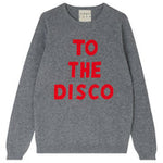 Load image into Gallery viewer, To The Disco Cashmere Crew in Grey and Red
