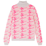 Load image into Gallery viewer, All Over Cashmere Ski Roll Neck in Fog and Neon Pink
