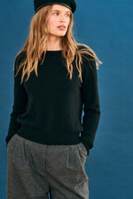 Load image into Gallery viewer, Cashmere Crop Crew Sweater in Black

